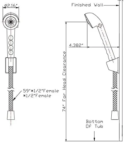 RV Shower Head & Hose Nickel